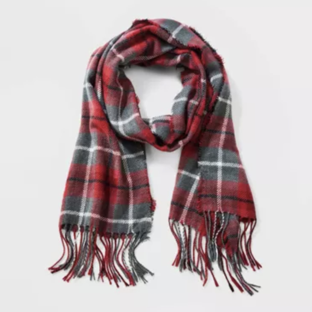 New Goodfellow Plaid Scarf Red Green Oblong Unisex